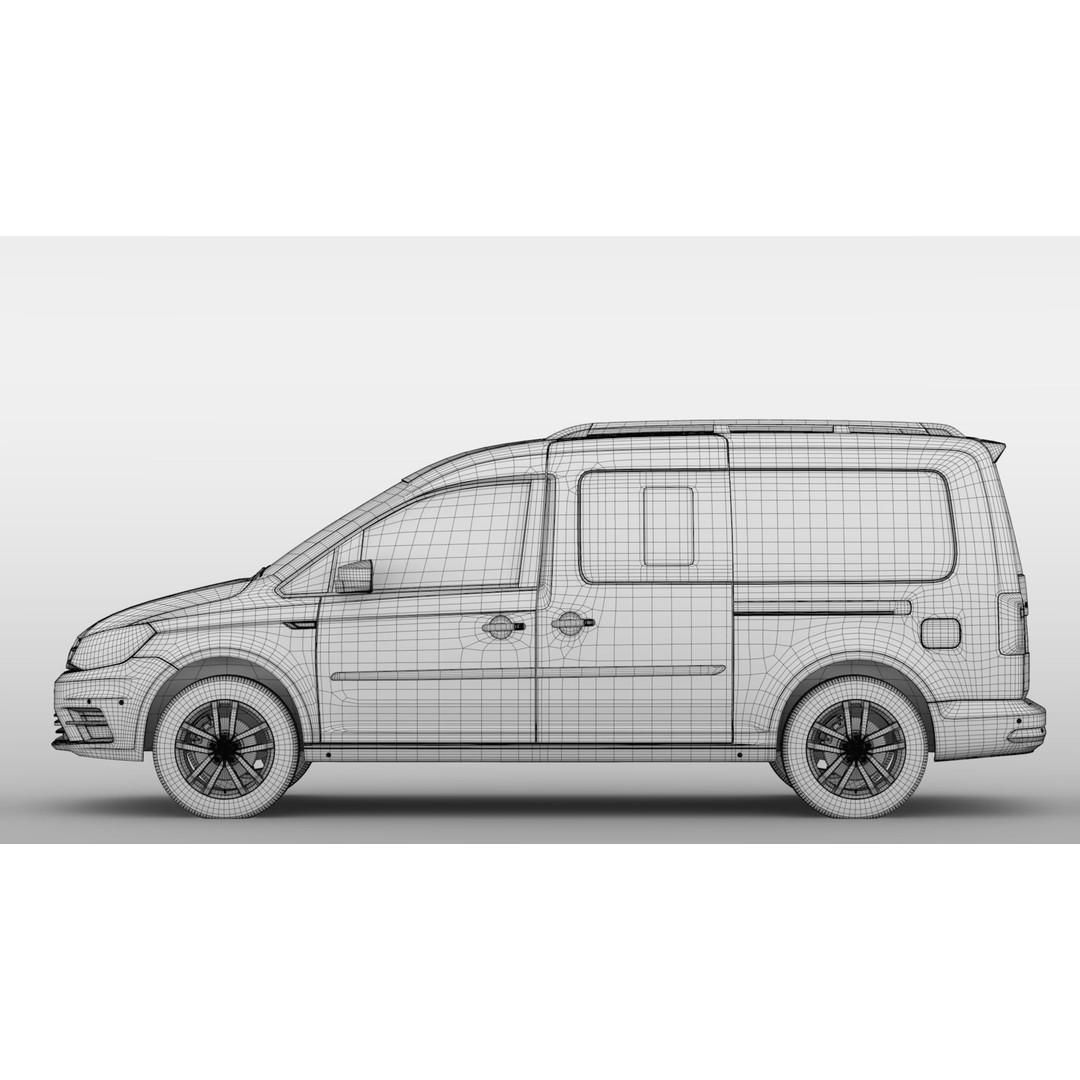 Volkswagen Caddy Maxi 2018 3D Model – High Poly Vehicle, FBX, OBJ