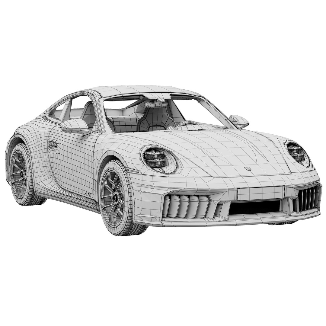 Porsche 911 Carrera GTS 2025 3D Model – High Poly Game Asset, FBX, OBJ - View 16