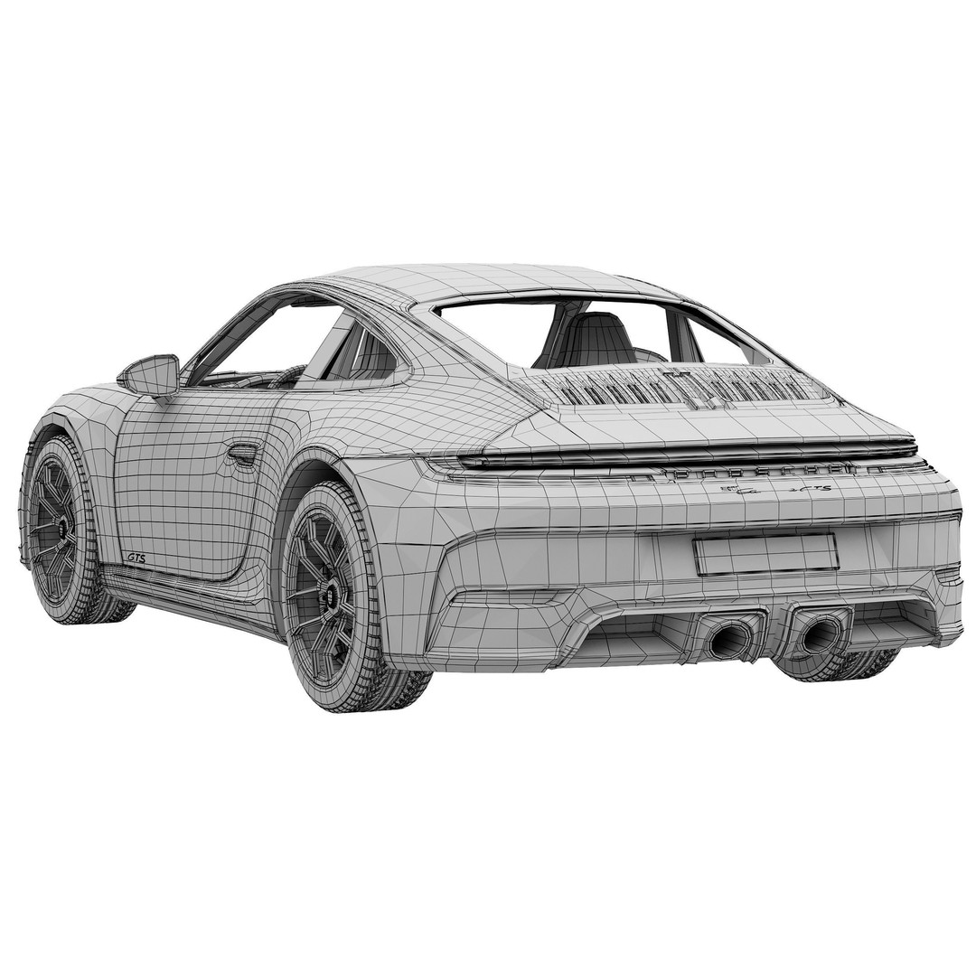 Porsche 911 Carrera GTS 2025 3D Model – High Poly Game Asset, FBX, OBJ - View 17