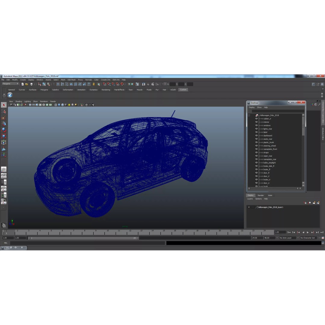 Volkswagen Polo 2018 3D Model – Simple Interior with PBR Textures, FBX