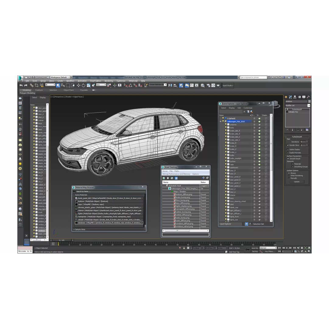 Volkswagen Polo 2018 3D Model – Simple Interior with PBR Textures, FBX - View 19