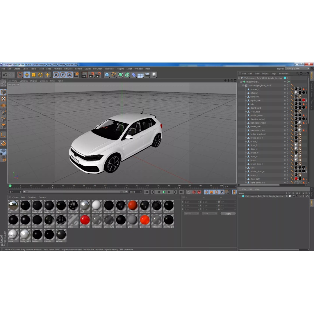 Volkswagen Polo 2018 3D Model – Simple Interior with PBR Textures, FBX - View 29