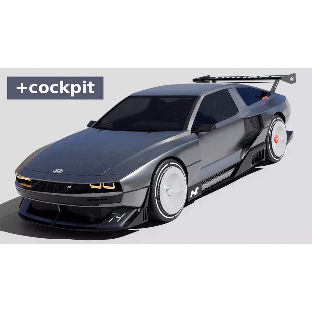 Hyundai N Vision 74 3D Model – Concept Car with Interior, FBX, Blender - View 2