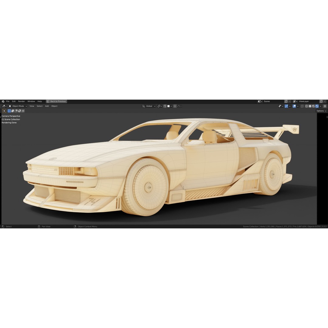 Hyundai N Vision 74 3D Model – Concept Car with Interior, FBX, Blender - View 7