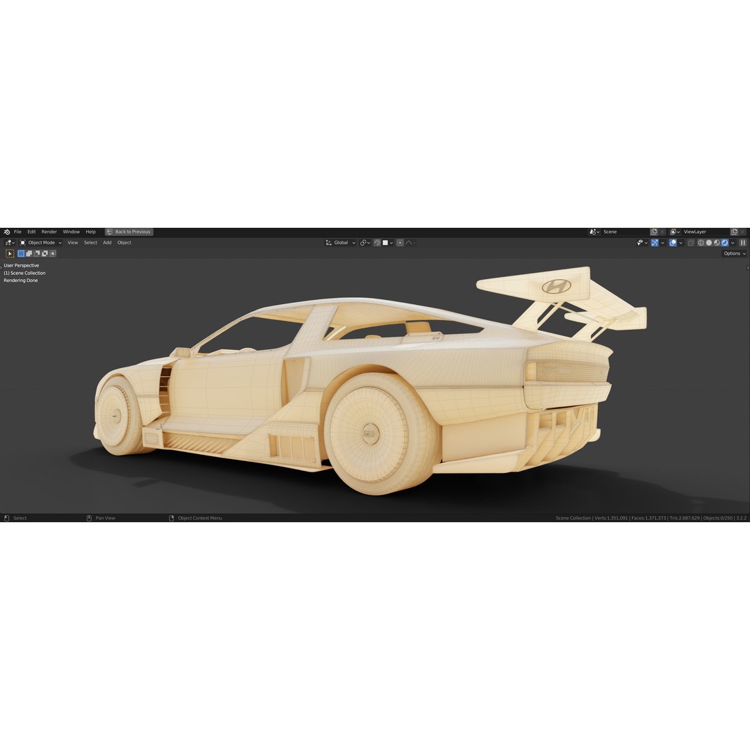 Hyundai N Vision 74 3D Model – Concept Car with Interior, FBX, Blender - View 8