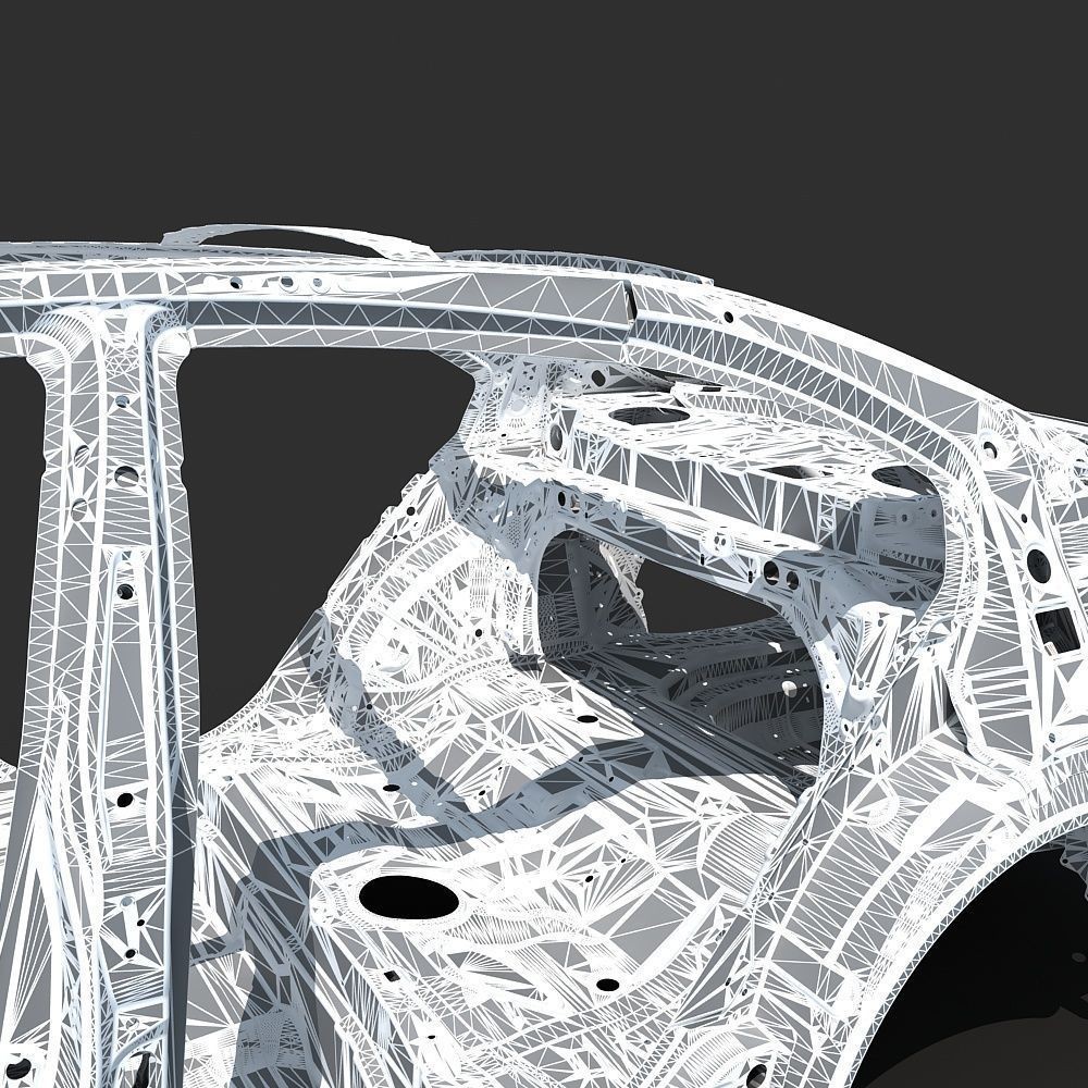 Car Frame 3D Model – Realistic Vehicle Structure, FBX Format