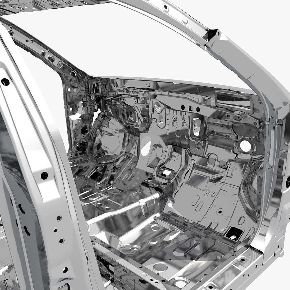 Car Frame 3D Model – Realistic Vehicle Structure, FBX Format - View 11