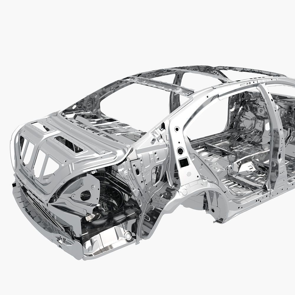 Car Frame 3D Model – Realistic Vehicle Structure, FBX Format - View 13