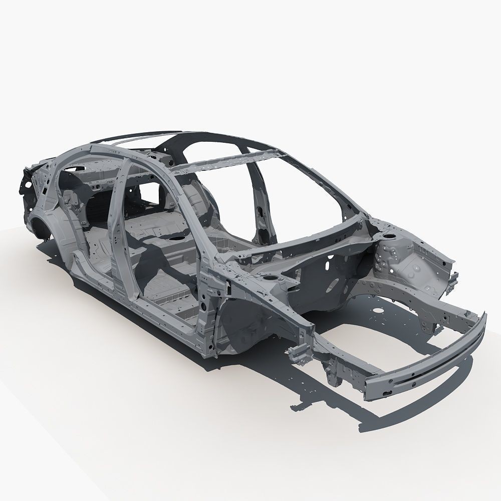 Car Frame 3D Model – Realistic Vehicle Structure, FBX Format - View 14