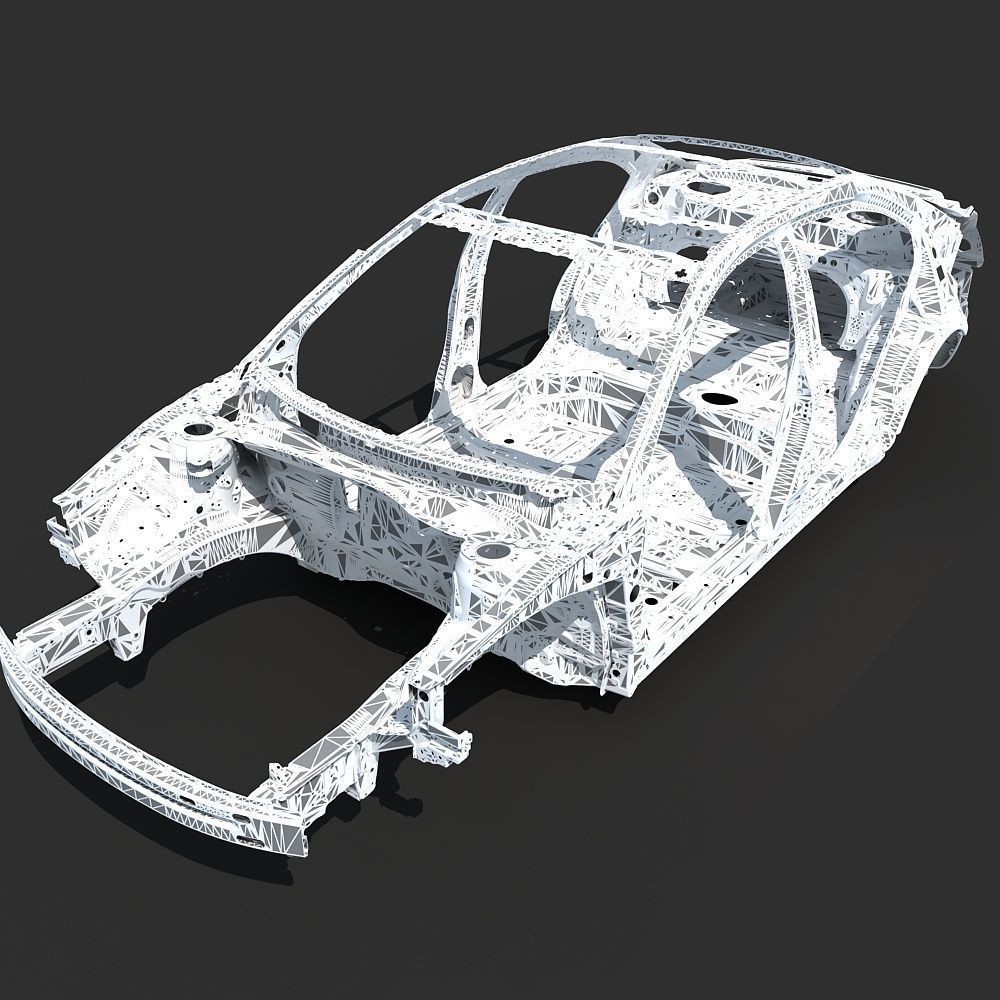 Car Frame 3D Model – Realistic Vehicle Structure, FBX Format - View 19