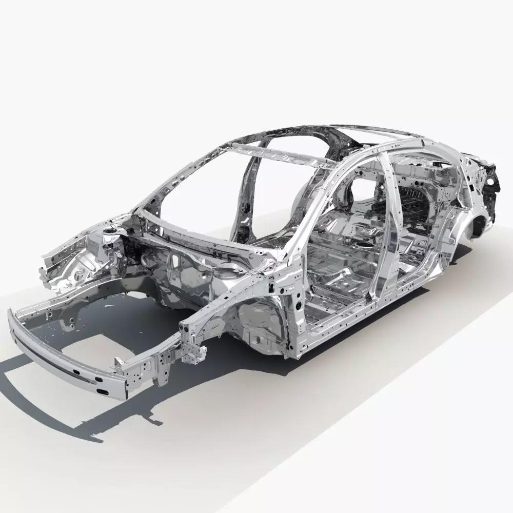 Car Frame 3D Model – Realistic Vehicle Structure, FBX Format - View 2