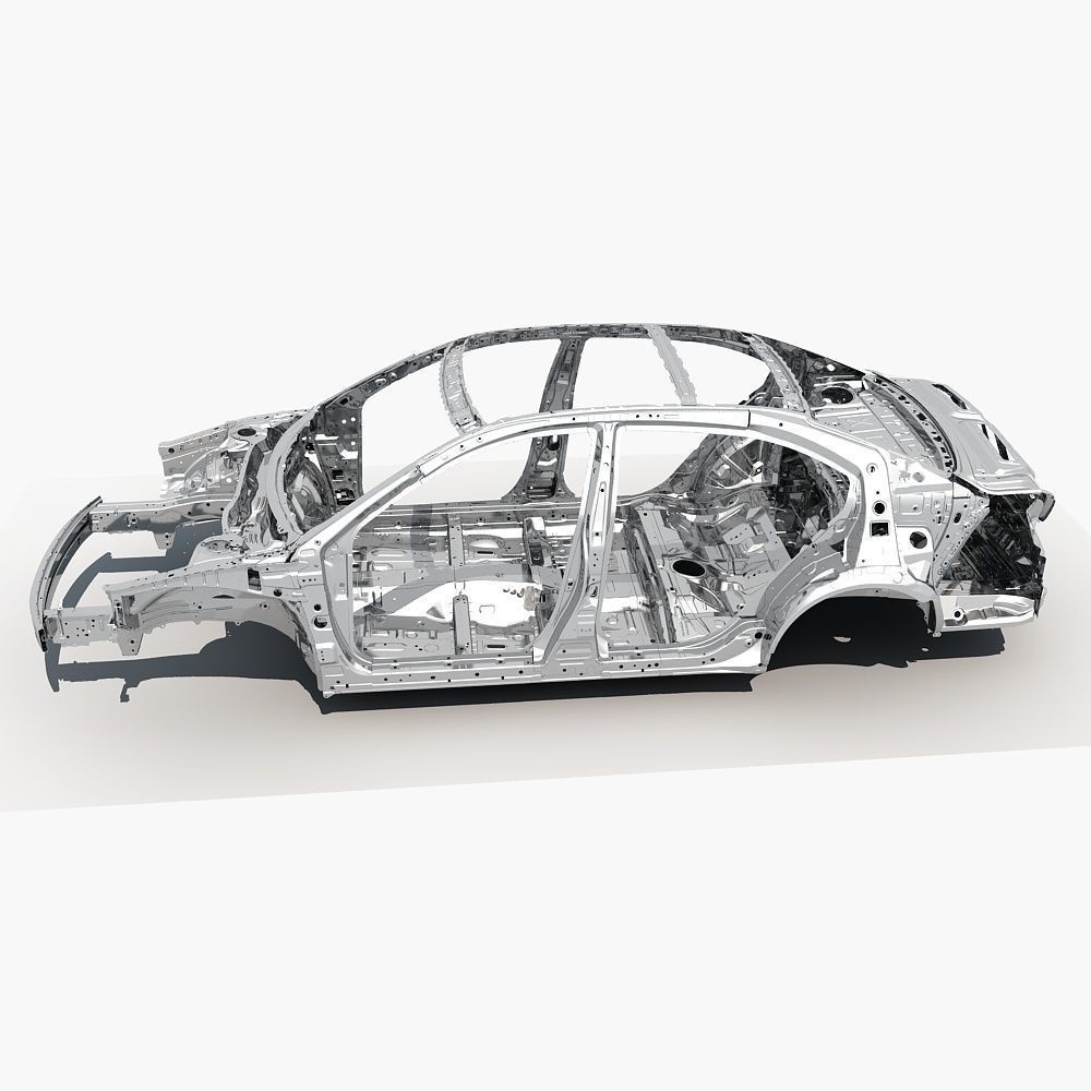 Car Frame 3D Model – Realistic Vehicle Structure, FBX Format - View 3