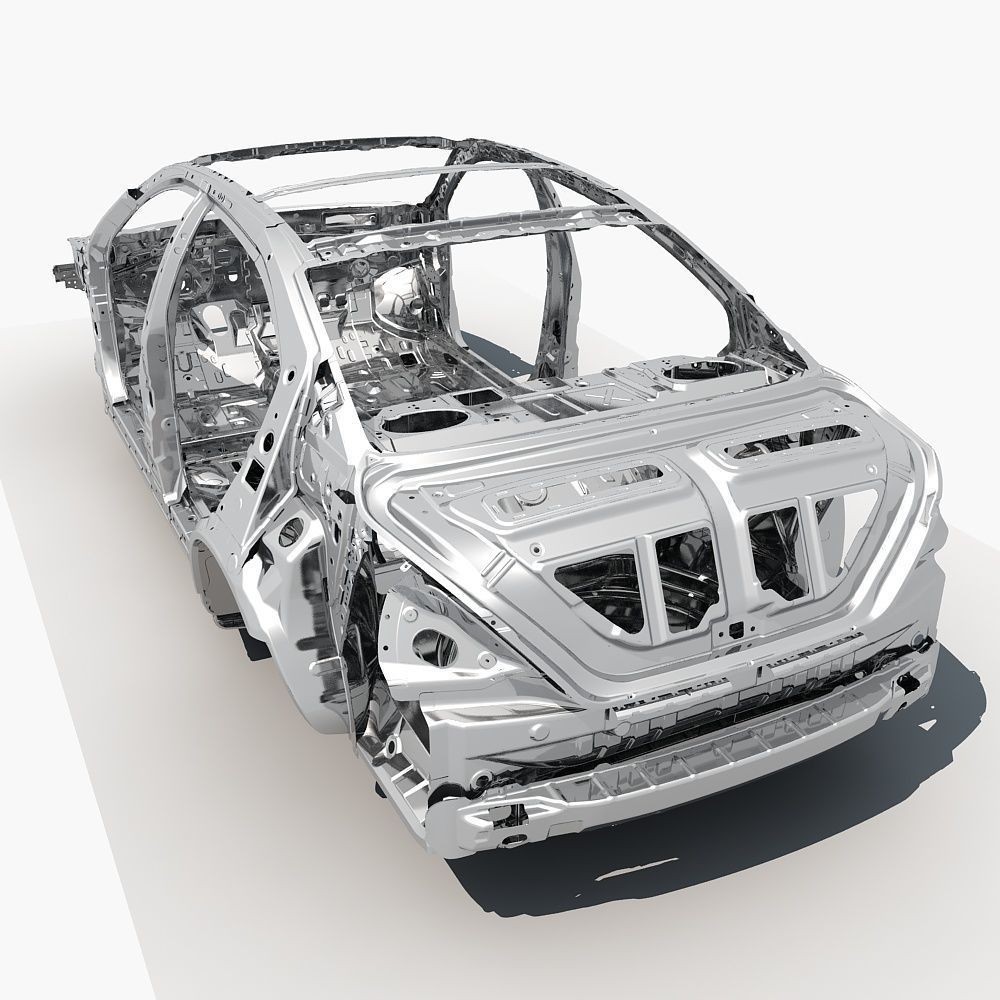 Car Frame 3D Model – Realistic Vehicle Structure, FBX Format - View 4