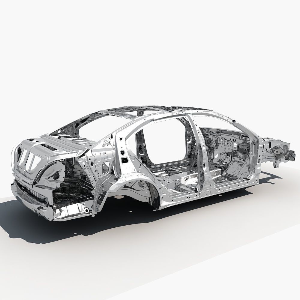 Car Frame 3D Model – Realistic Vehicle Structure, FBX Format - View 6