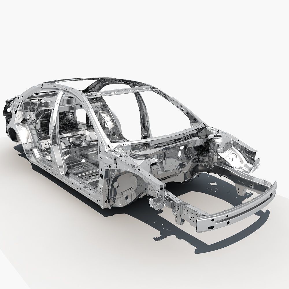 Car Frame 3D Model – Realistic Vehicle Structure, FBX Format - View 7