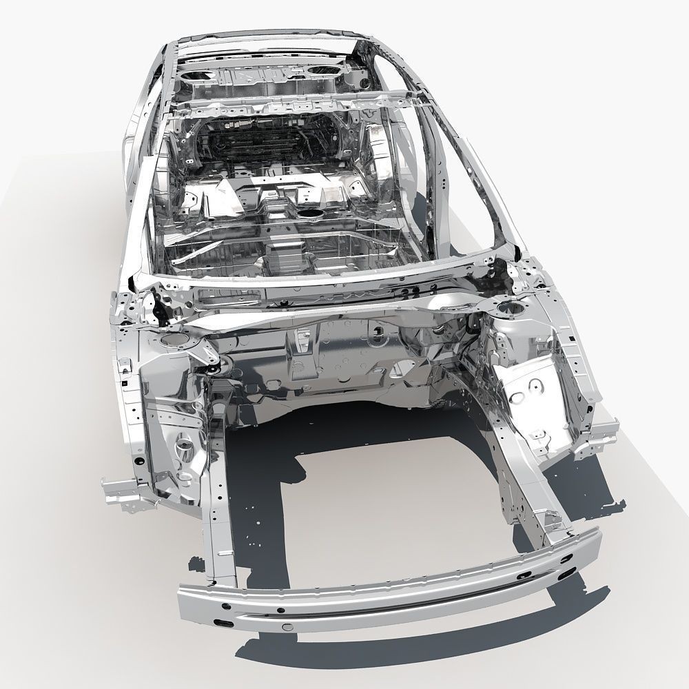 Car Frame 3D Model – Realistic Vehicle Structure, FBX Format - View 8