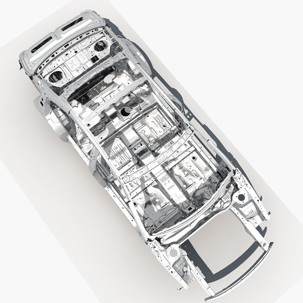 Car Frame 3D Model – Realistic Vehicle Structure, FBX Format - View 9