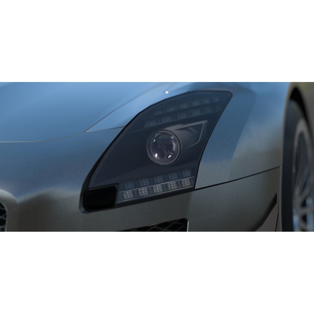 Mercedes SLS 3D Model – Low Poly Game Asset, FBX, PBR Textures - View 16