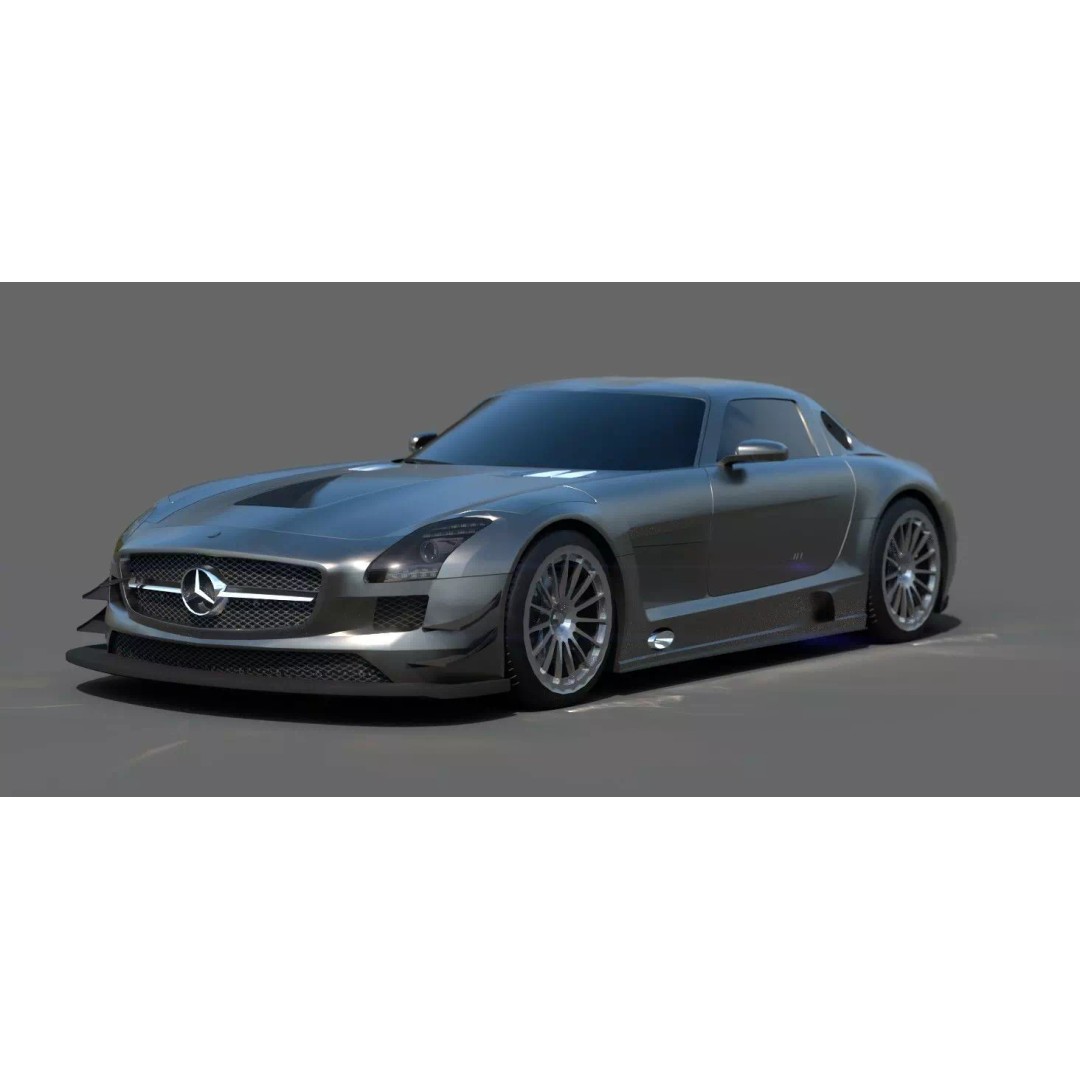 Mercedes SLS 3D Model – Low Poly Game Asset, FBX, PBR Textures - View 2