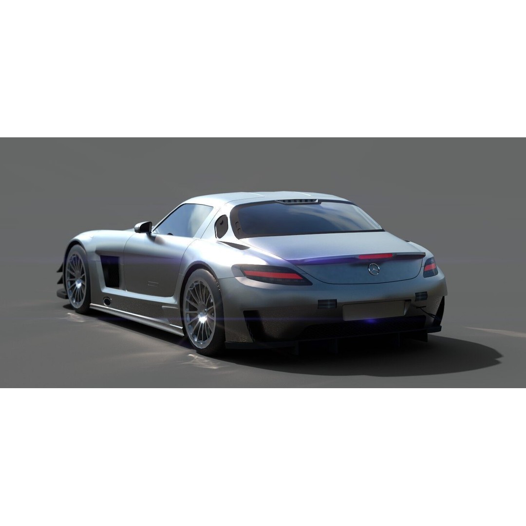 Mercedes SLS 3D Model – Low Poly Game Asset, FBX, PBR Textures - View 3