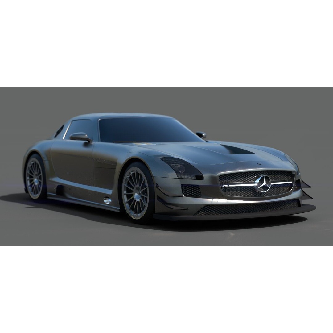 Mercedes SLS 3D Model – Low Poly Game Asset, FBX, PBR Textures - View 4