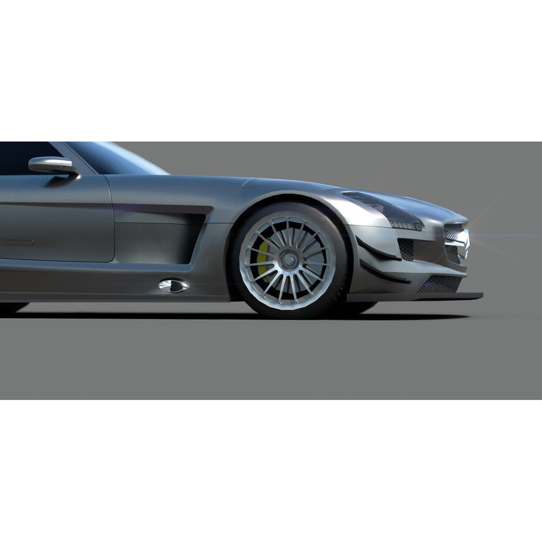 Mercedes SLS 3D Model – Low Poly Game Asset, FBX, PBR Textures - View 9