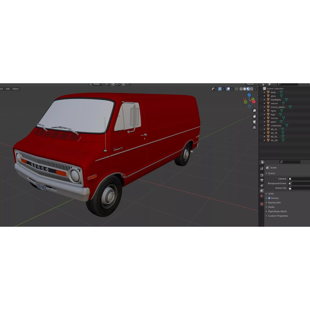 Dodge Tradesman D300 Van 3D Model – Low Poly Game Ready Asset, FBX