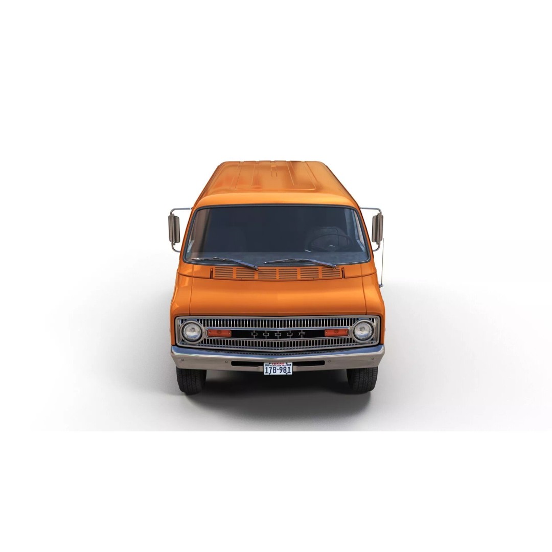 Dodge Tradesman D300 Van 3D Model – Low Poly Game Ready Asset, FBX - View 10