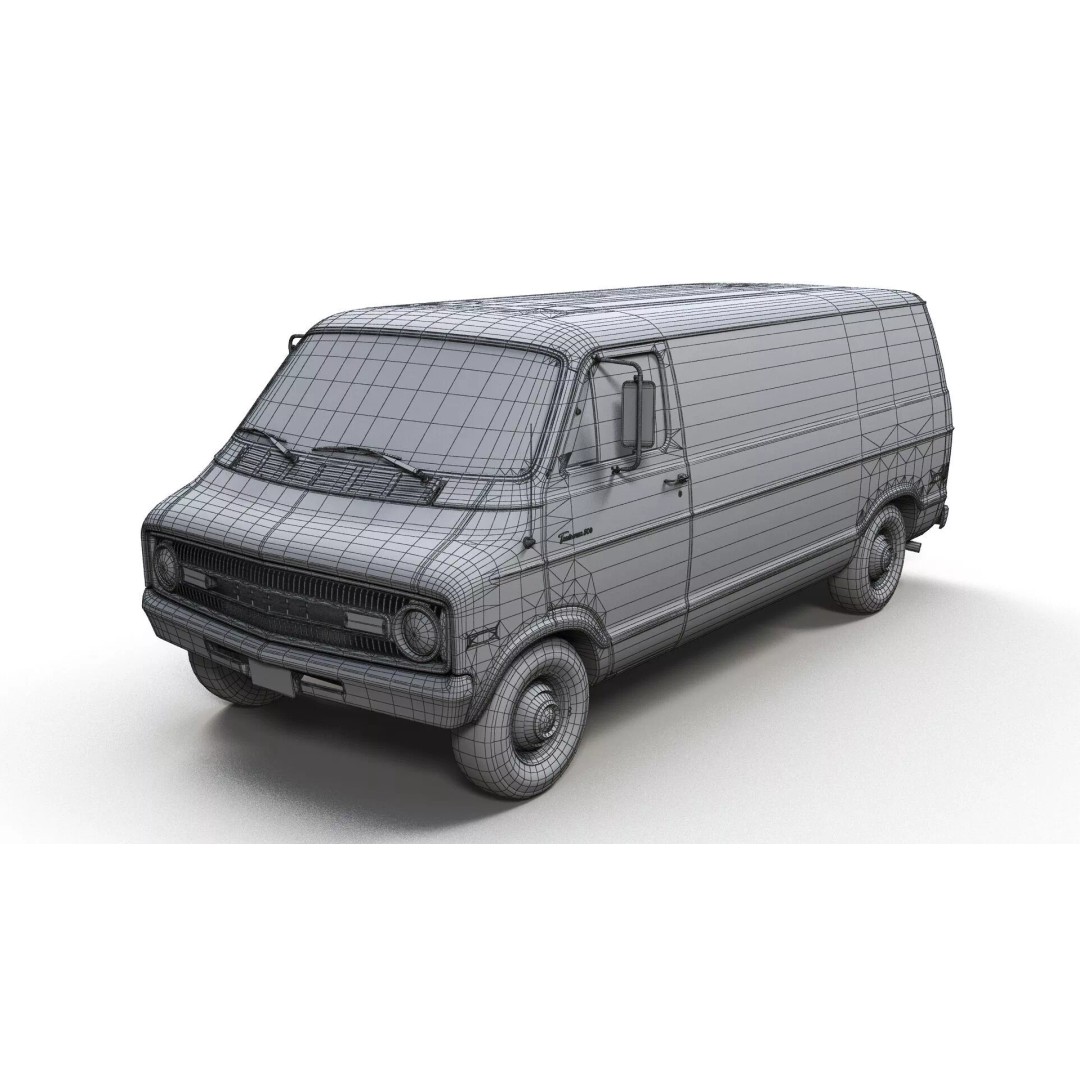 Dodge Tradesman D300 Van 3D Model – Low Poly Game Ready Asset, FBX - View 12