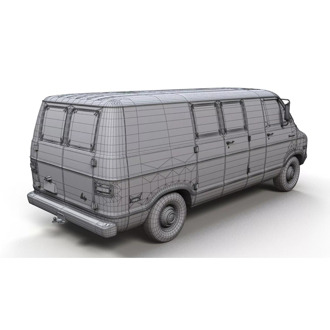 Dodge Tradesman D300 Van 3D Model – Low Poly Game Ready Asset, FBX - View 13