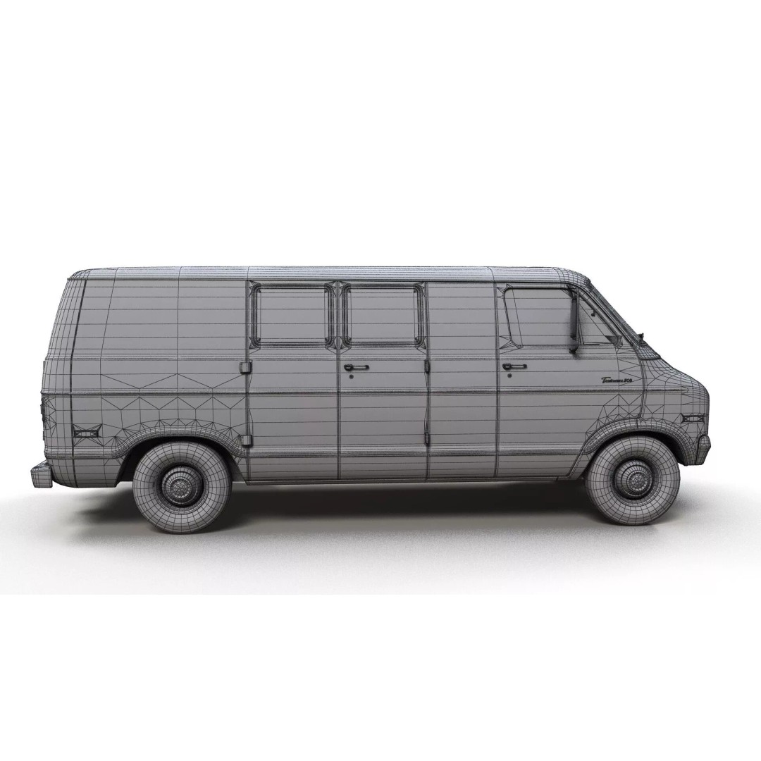 Dodge Tradesman D300 Van 3D Model – Low Poly Game Ready Asset, FBX - View 14