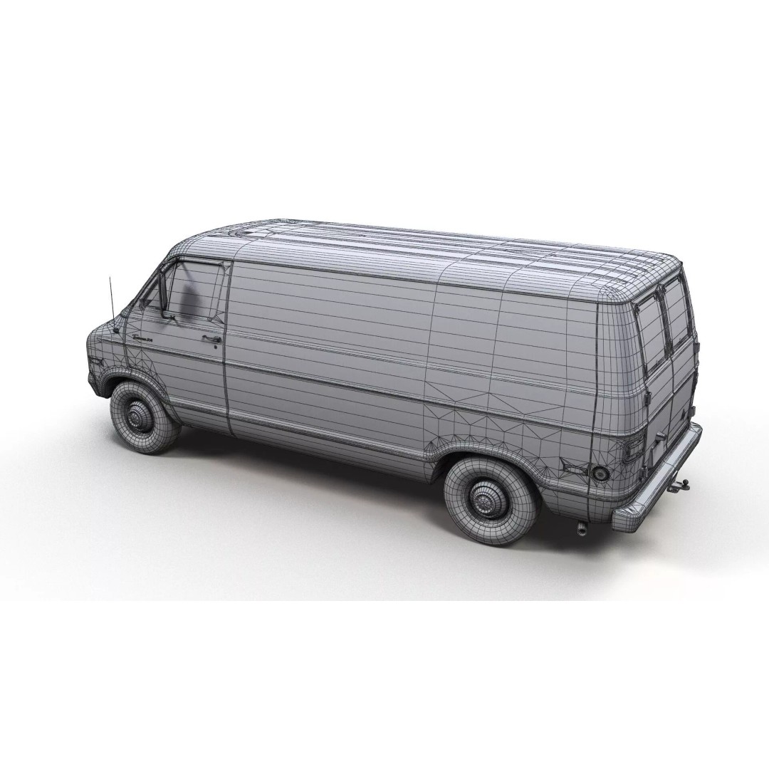 Dodge Tradesman D300 Van 3D Model – Low Poly Game Ready Asset, FBX - View 15
