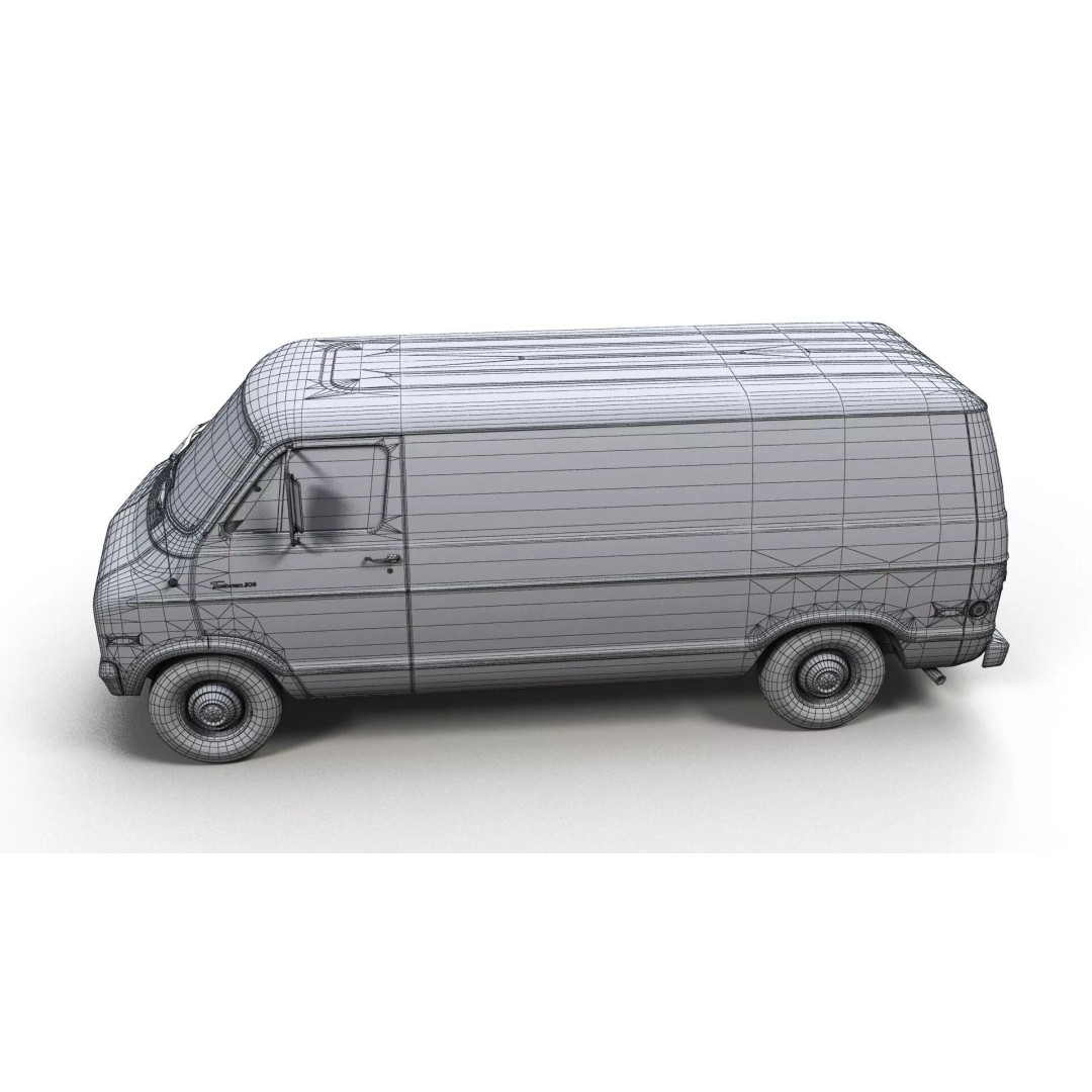 Dodge Tradesman D300 Van 3D Model – Low Poly Game Ready Asset, FBX - View 16