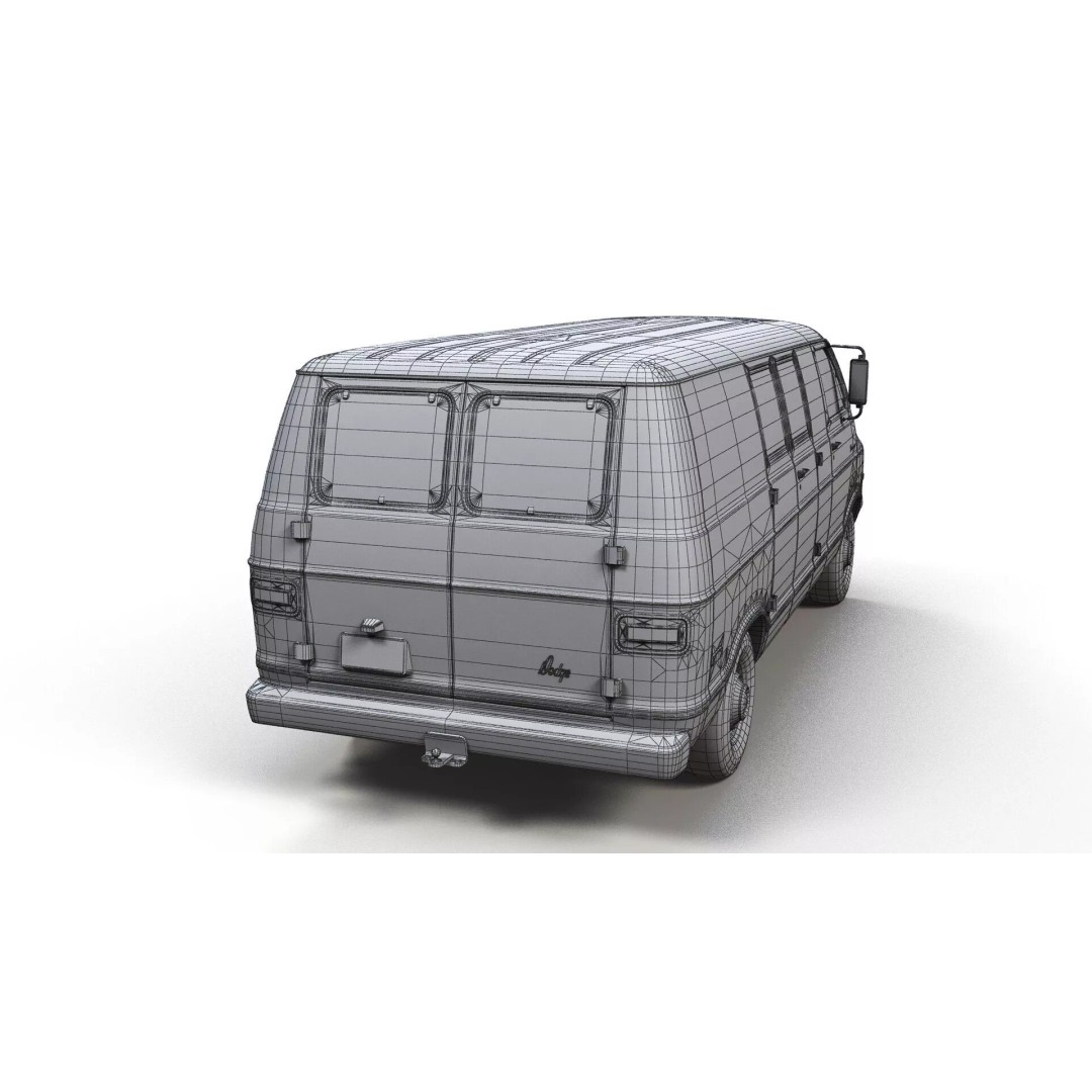 Dodge Tradesman D300 Van 3D Model – Low Poly Game Ready Asset, FBX - View 17