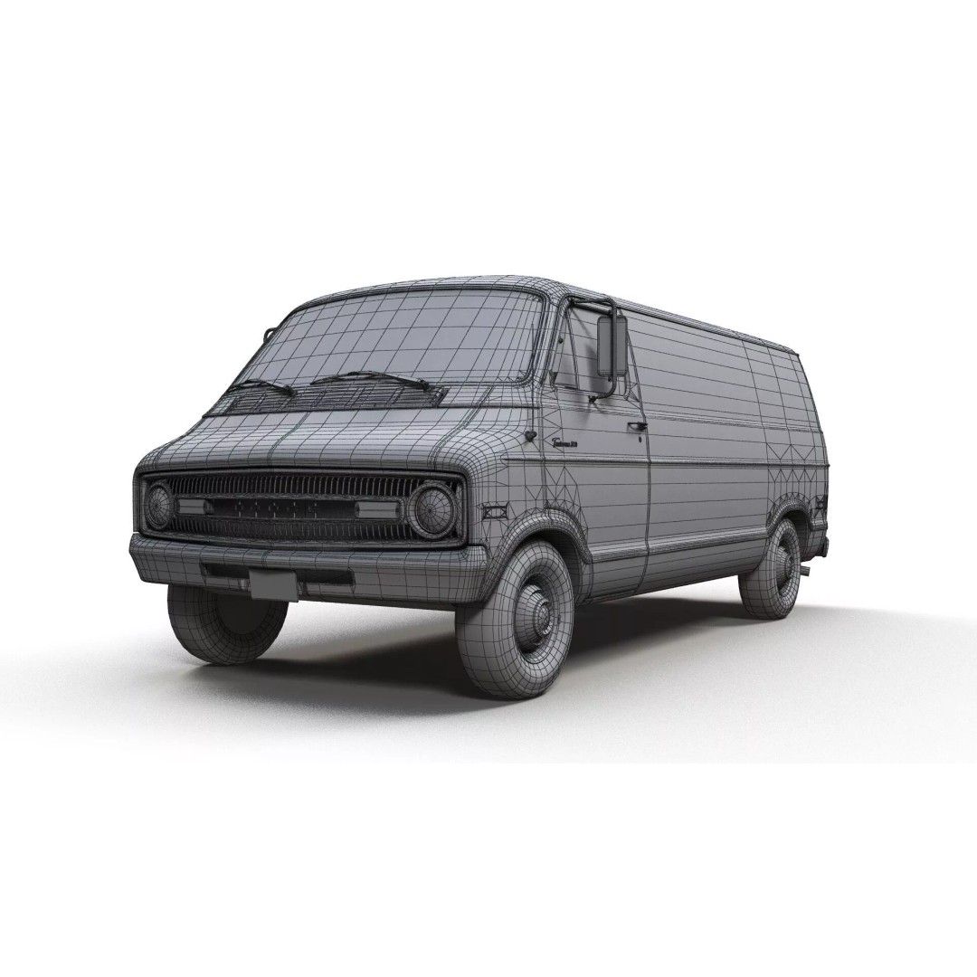 Dodge Tradesman D300 Van 3D Model – Low Poly Game Ready Asset, FBX - View 19
