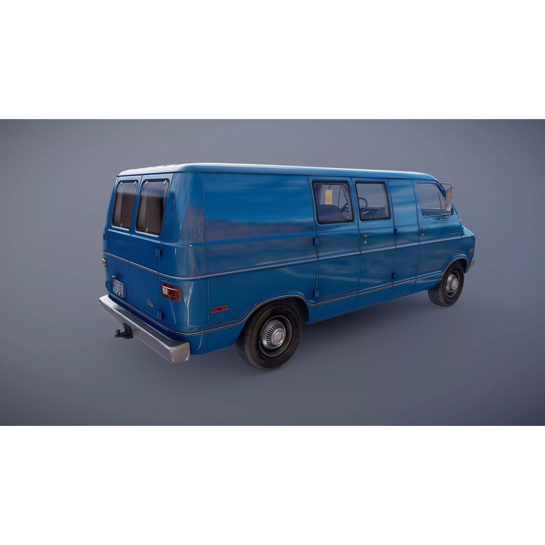 Dodge Tradesman D300 Van 3D Model – Low Poly Game Ready Asset, FBX - View 20