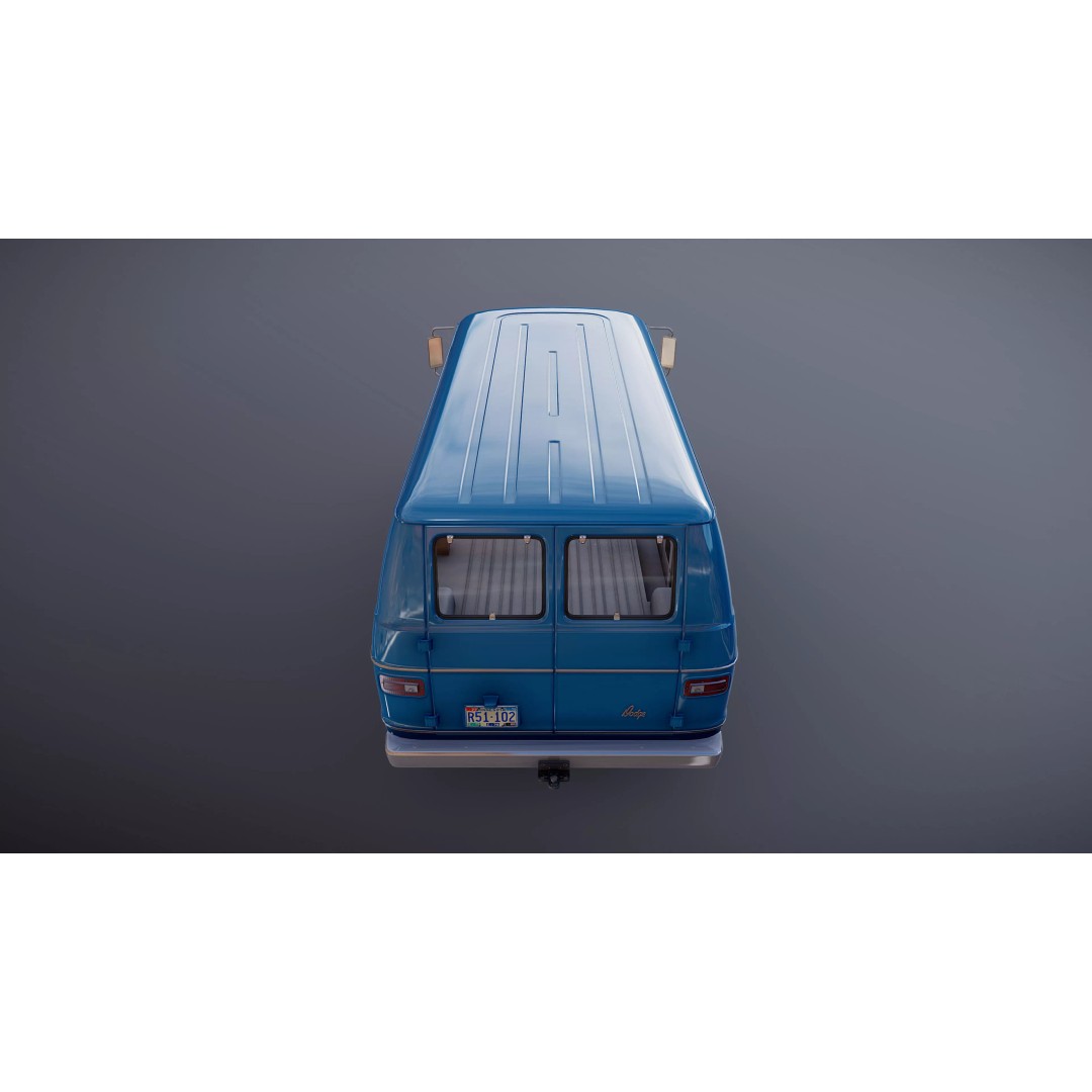 Dodge Tradesman D300 Van 3D Model – Low Poly Game Ready Asset, FBX - View 24