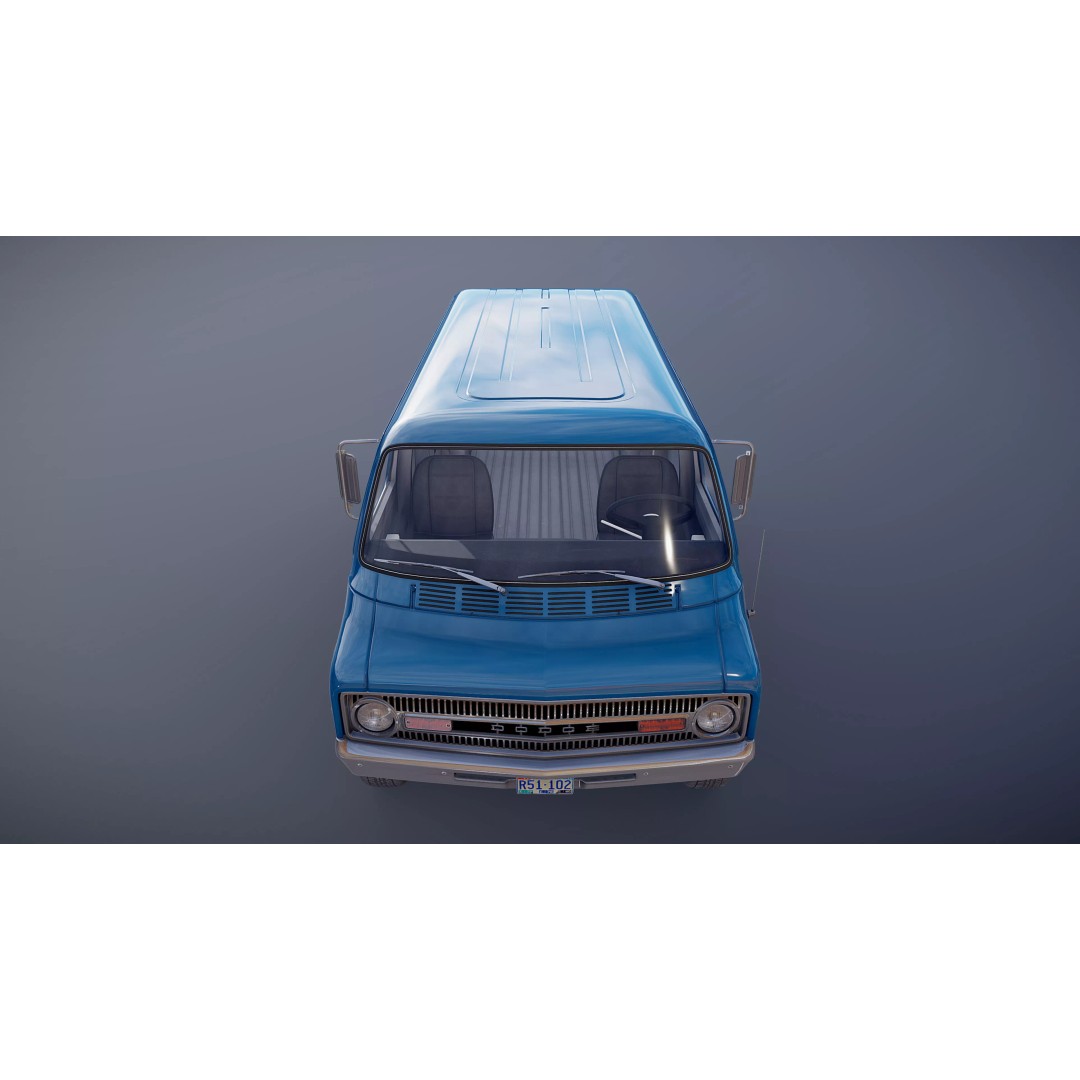 Dodge Tradesman D300 Van 3D Model – Low Poly Game Ready Asset, FBX - View 25