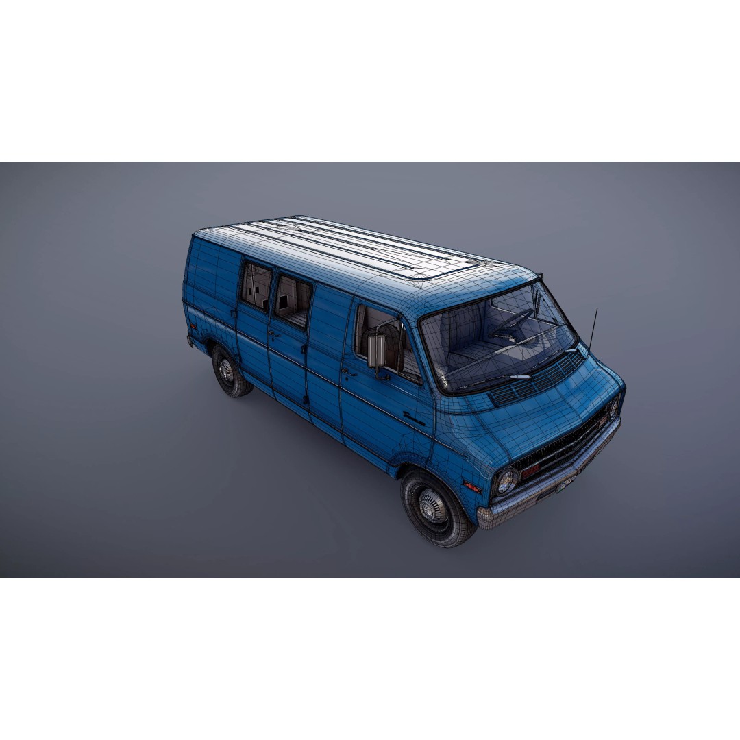 Dodge Tradesman D300 Van 3D Model – Low Poly Game Ready Asset, FBX - View 27