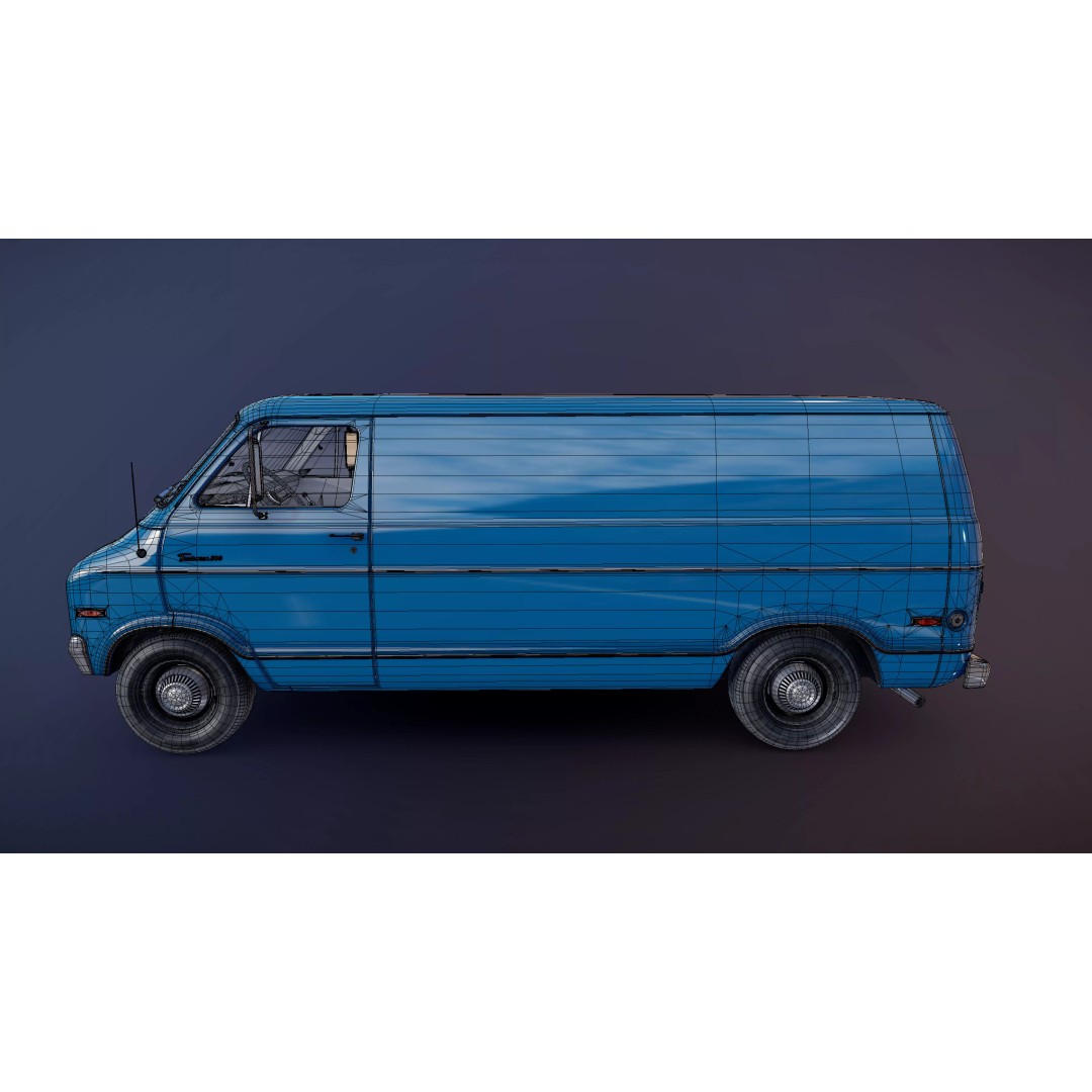 Dodge Tradesman D300 Van 3D Model – Low Poly Game Ready Asset, FBX - View 29