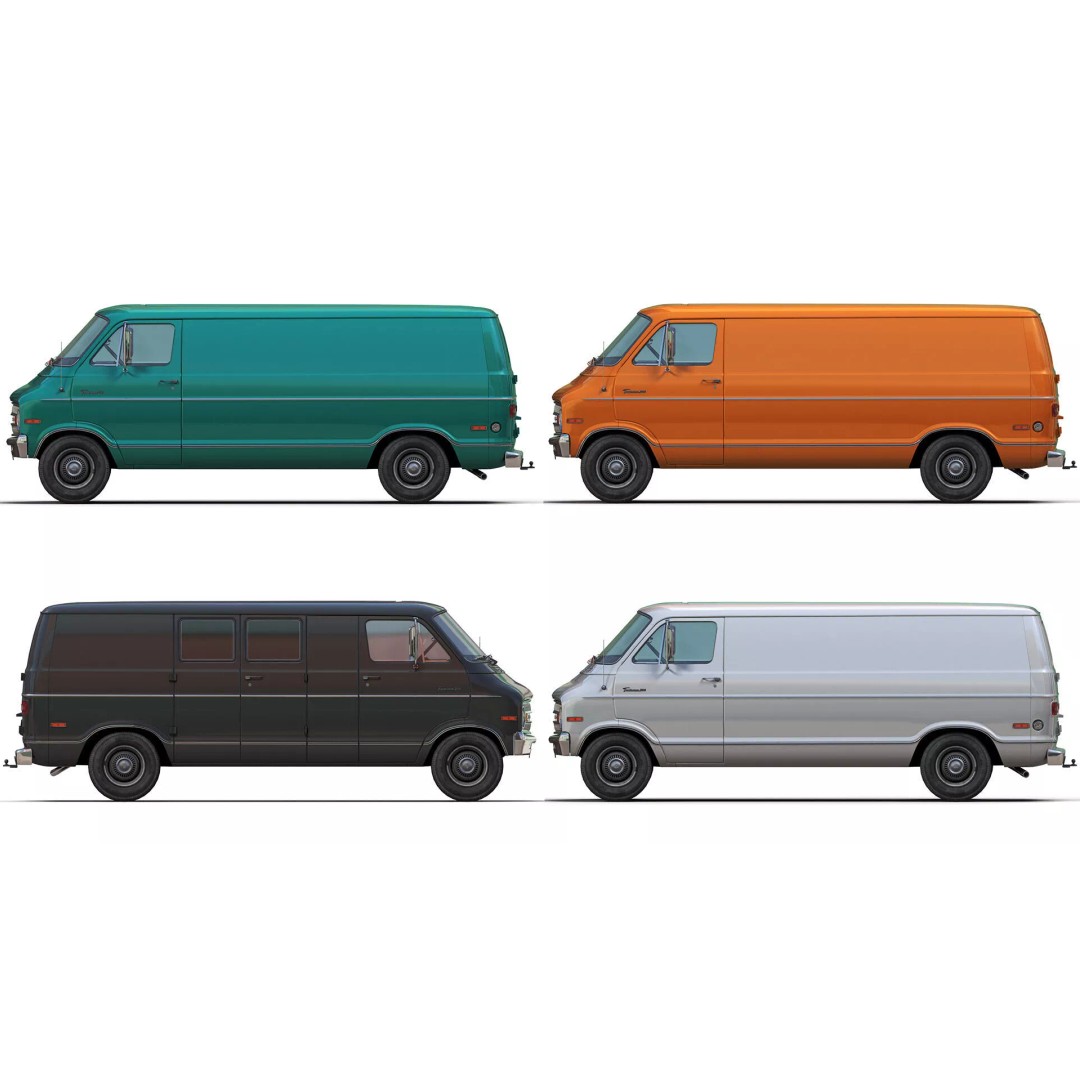 Dodge Tradesman D300 Van 3D Model – Low Poly Game Ready Asset, FBX - View 3