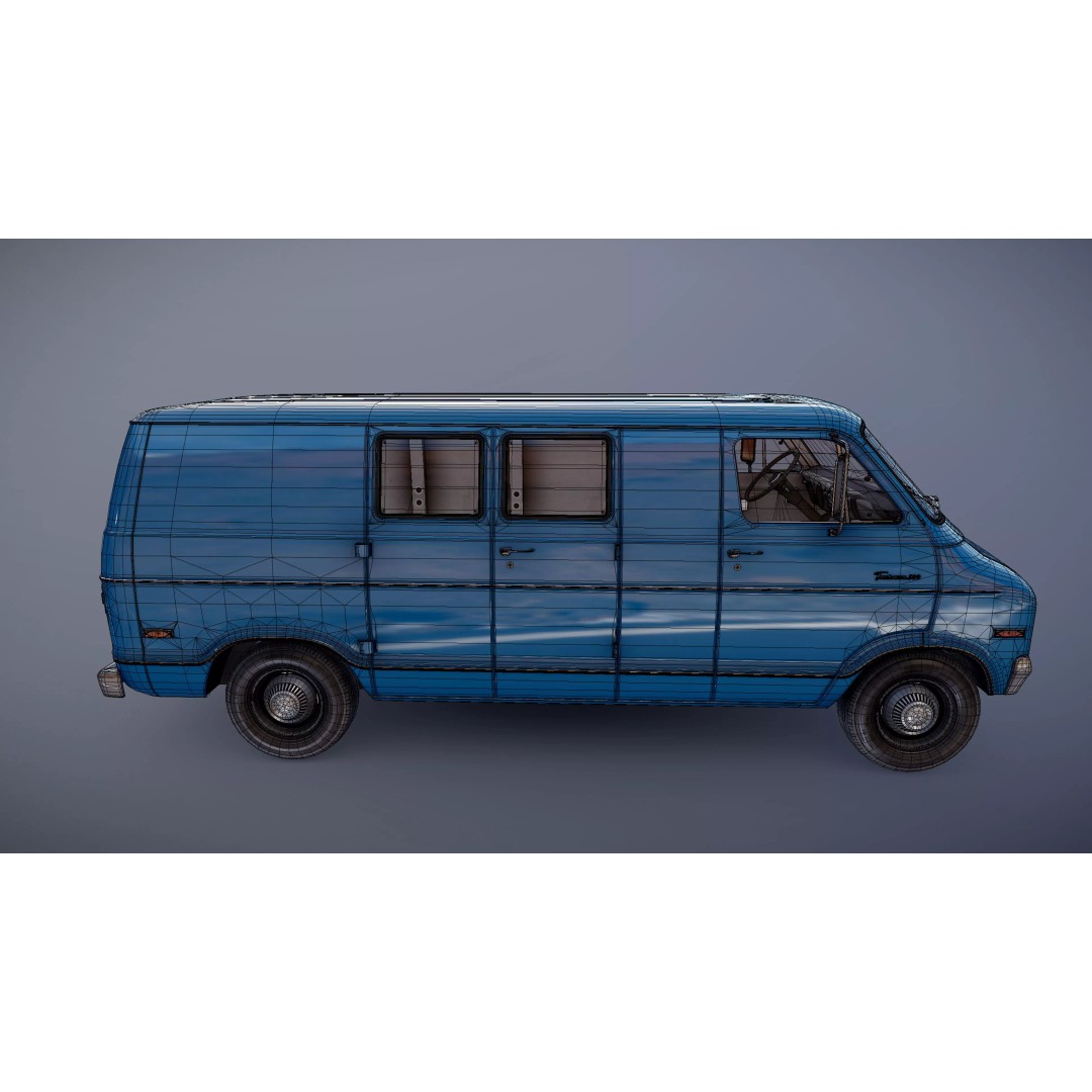 Dodge Tradesman D300 Van 3D Model – Low Poly Game Ready Asset, FBX - View 30