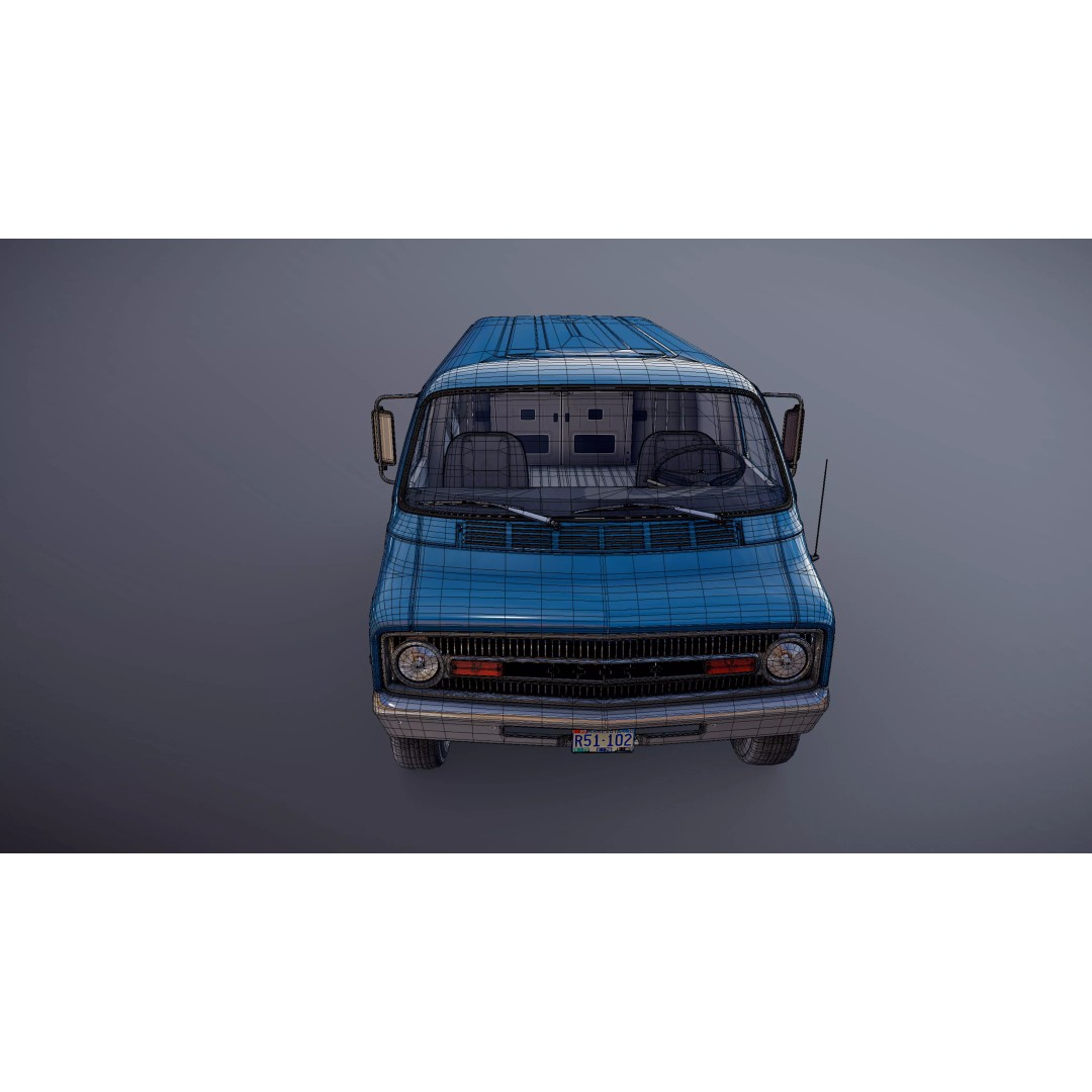 Dodge Tradesman D300 Van 3D Model – Low Poly Game Ready Asset, FBX - View 31