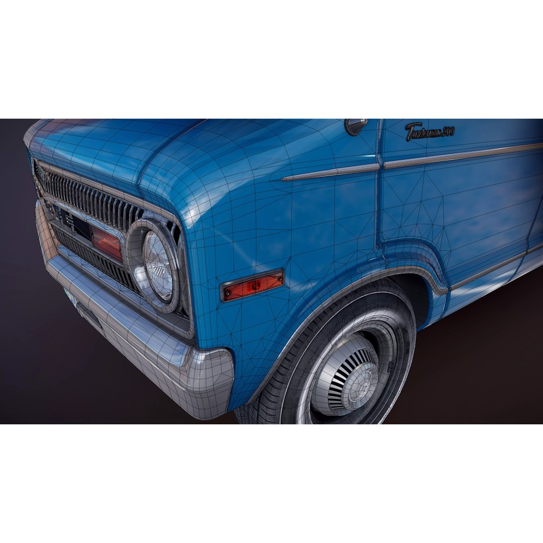 Dodge Tradesman D300 Van 3D Model – Low Poly Game Ready Asset, FBX - View 33