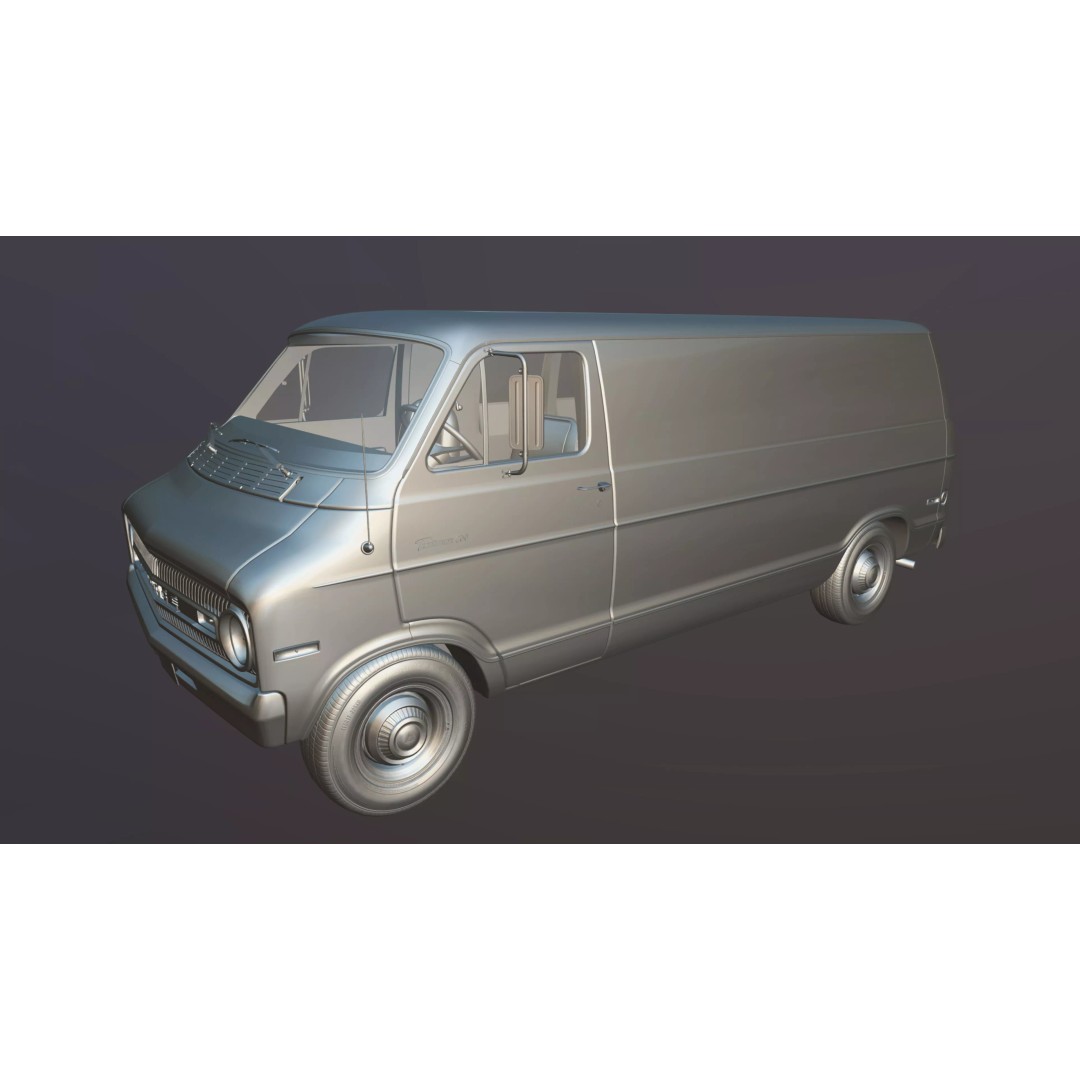 Dodge Tradesman D300 Van 3D Model – Low Poly Game Ready Asset, FBX - View 36