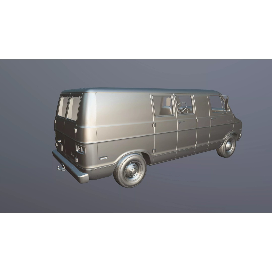 Dodge Tradesman D300 Van 3D Model – Low Poly Game Ready Asset, FBX - View 37