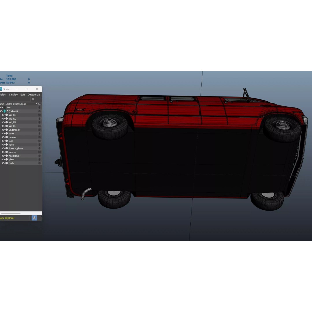 Dodge Tradesman D300 Van 3D Model – Low Poly Game Ready Asset, FBX - View 39