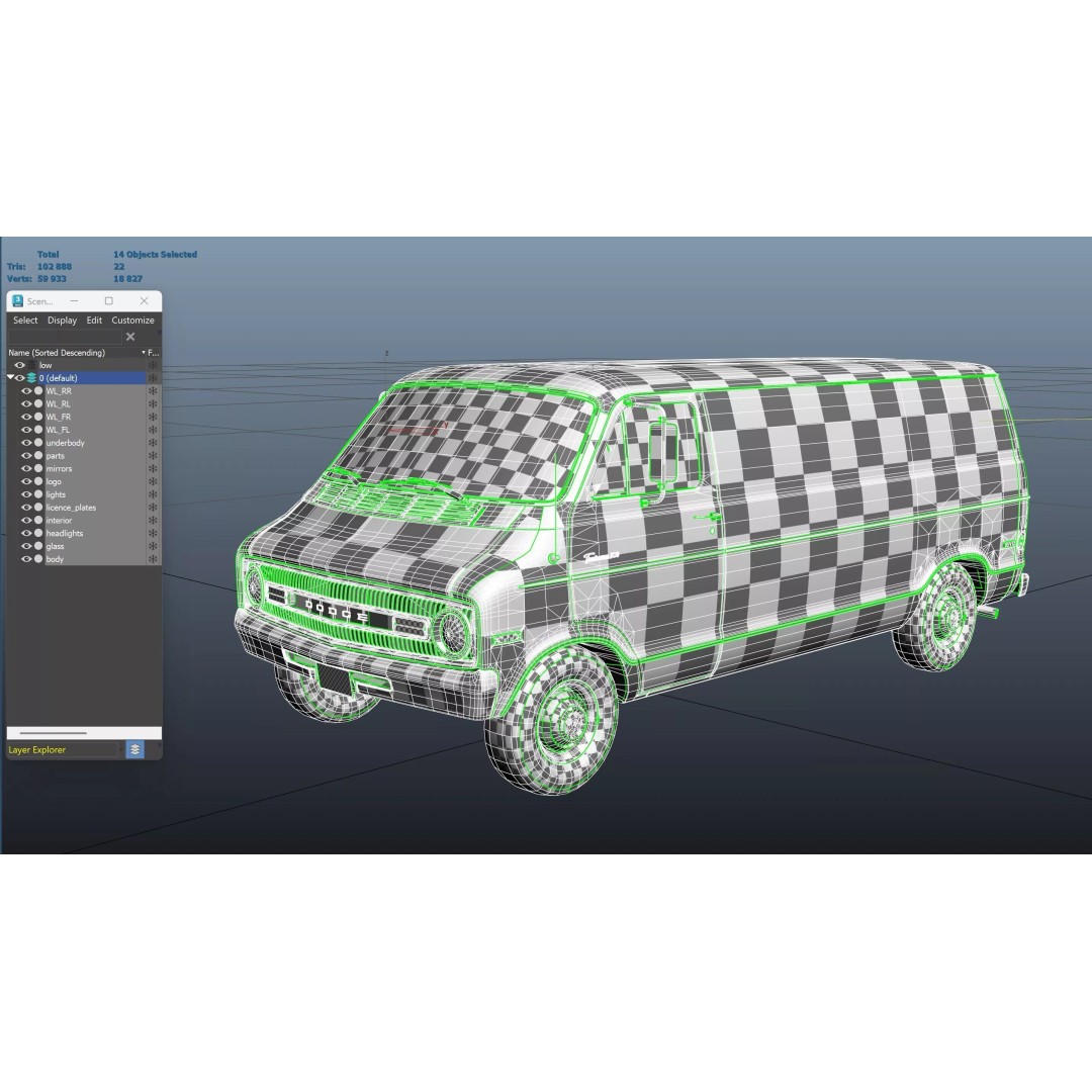 Dodge Tradesman D300 Van 3D Model – Low Poly Game Ready Asset, FBX - View 40