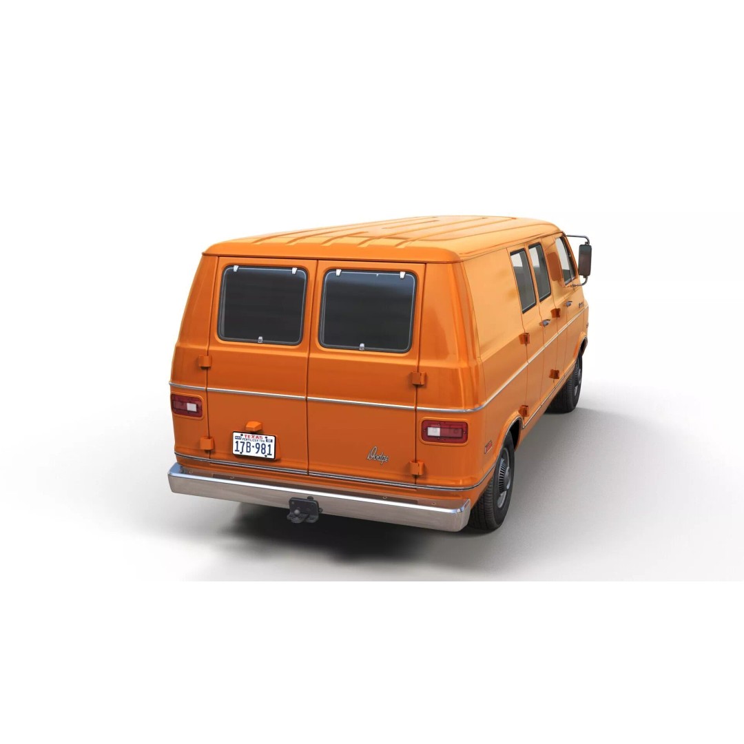 Dodge Tradesman D300 Van 3D Model – Low Poly Game Ready Asset, FBX - View 9