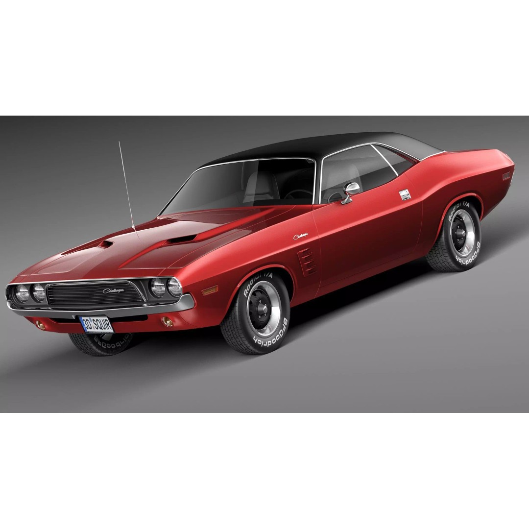 Dodge Challenger 3D Model – High Poly Muscle Car, FBX, OBJ - View 2